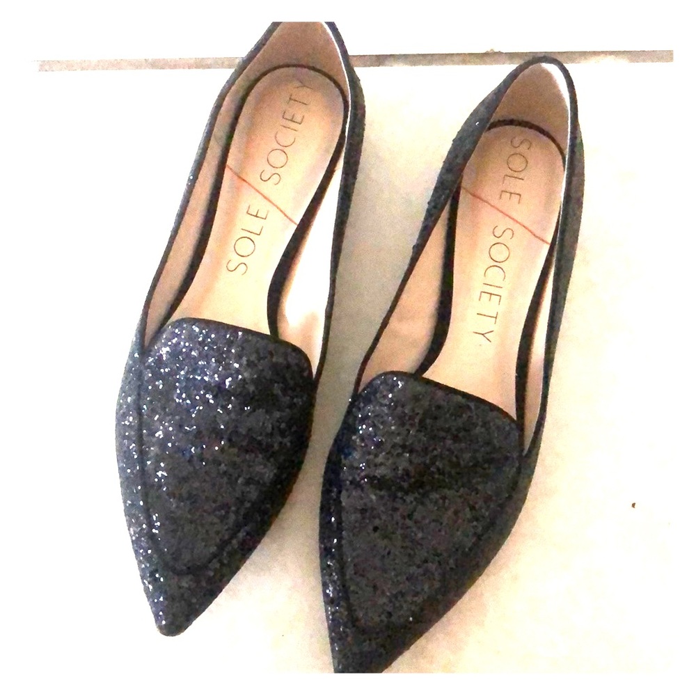 Black glitter loafers